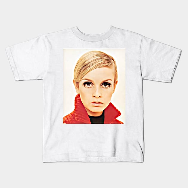 Twiggy Digital Painting Kids T-Shirt by AdrianaHolmesArt